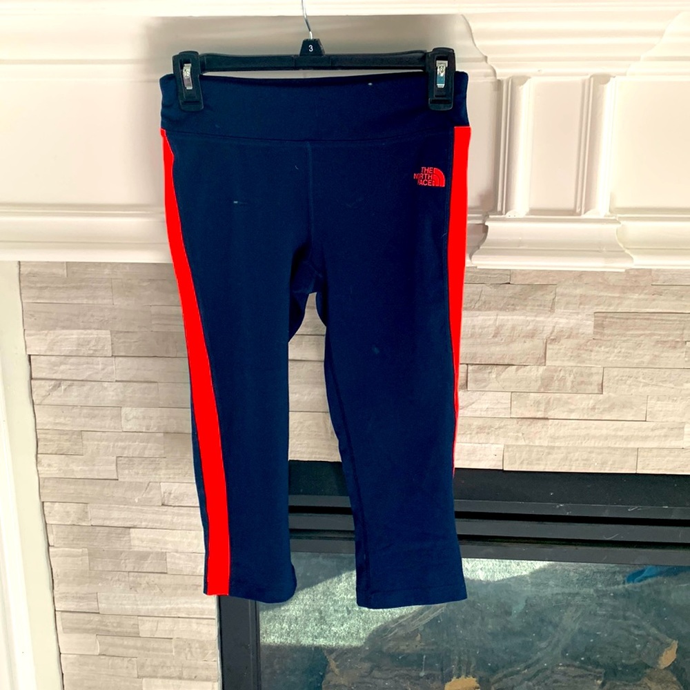 The North Face blue and salmon 3/4 leggings